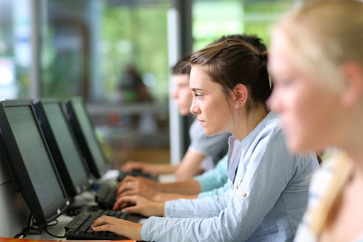 Students on computers