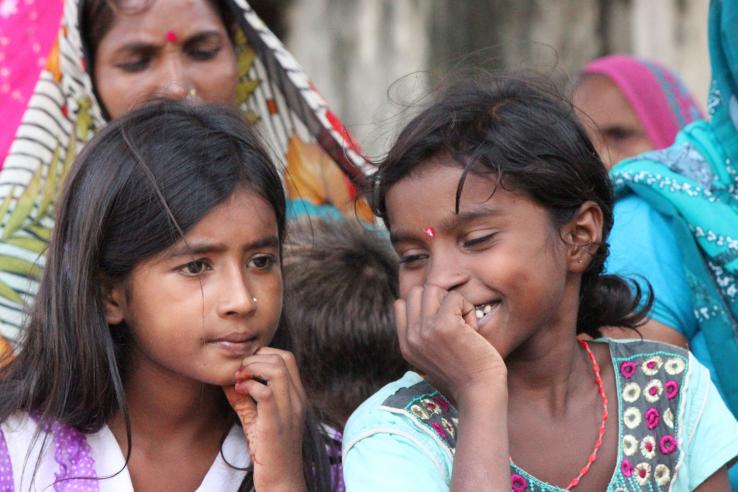 Two girls in conversation