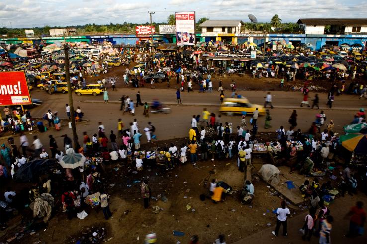 A busy street in Liberia