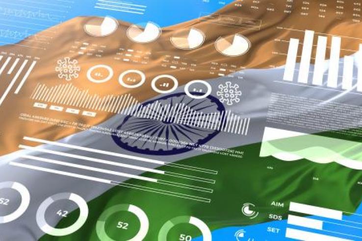 graphs and figures on top of flag of India