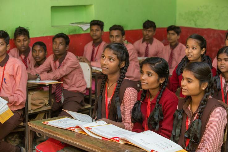 students attending Breakthrough's gender sensitization in-classroom discussions