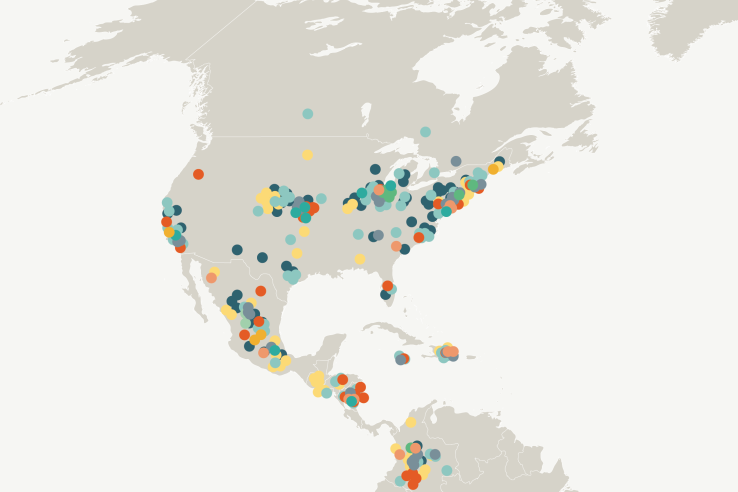 Map of J-PAL North America projects in the region.