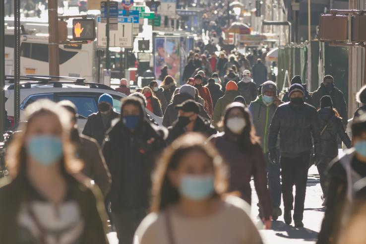 People walking on a busy street