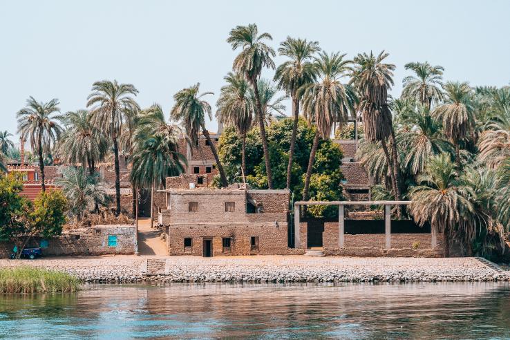 Houses by the river in Egypt
