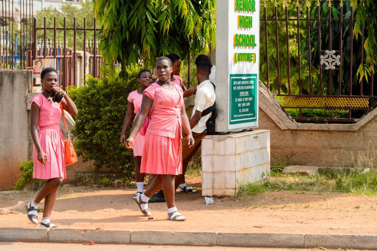 Unidentified Ghanaian pupils in school uniform in a local village. Photo: nicolasdecorte | Shutterstock.com