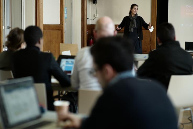 Affiliate Sule Alan delivering a lecture during an incubator