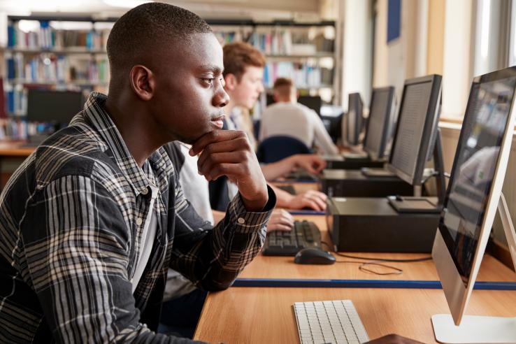 Student at computer