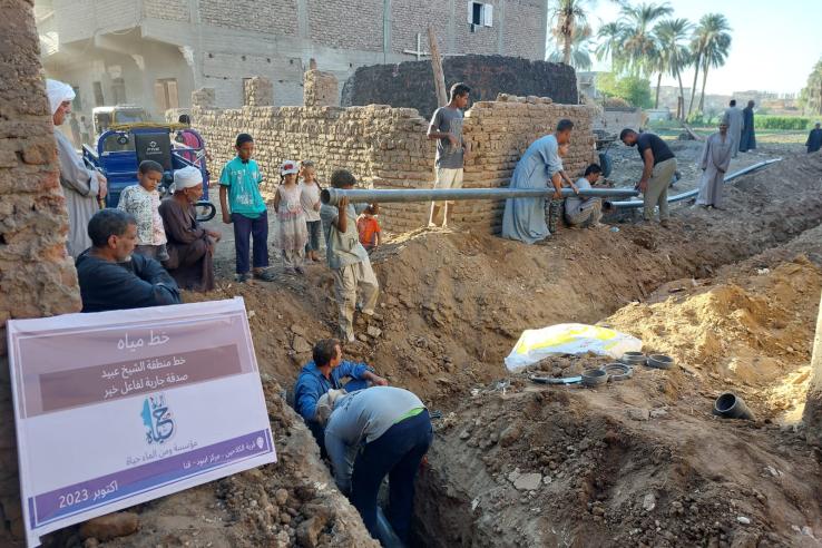  The implementation of main water pipelines connection project in Qena with the participation of the local community.