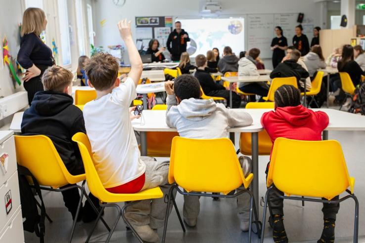 Photo of students in Finland in a classroom taken for the Photo Project