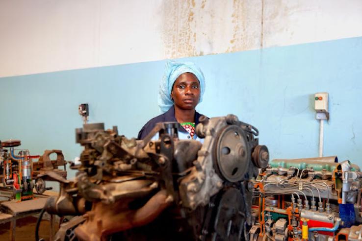 A teacher at a vocational education centre in Senegal