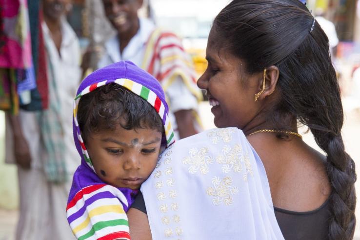 Child with mother.