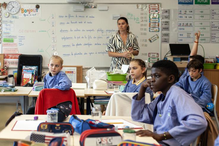 Students and teacher in classroom