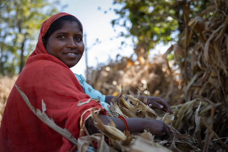 Woman working in field 