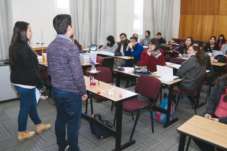 Small group of teachers in training activities in Santiago, Chile. July 21, 2017