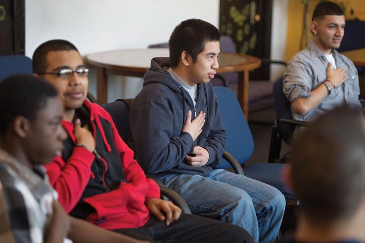 Young men participate in BAM exercise