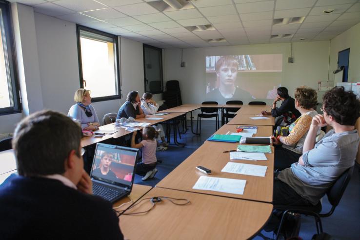 parents attending school information meetings. Photo: Aude Guerrucci | J-PAL