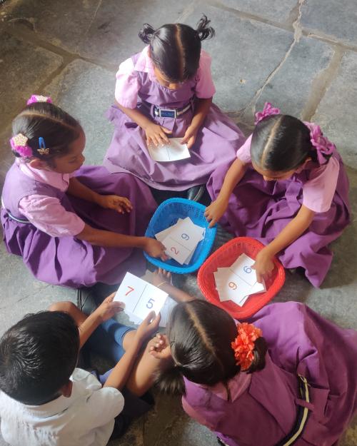 Young children play Math Games