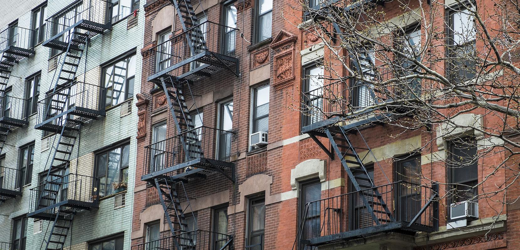 Apartment buildings in a city