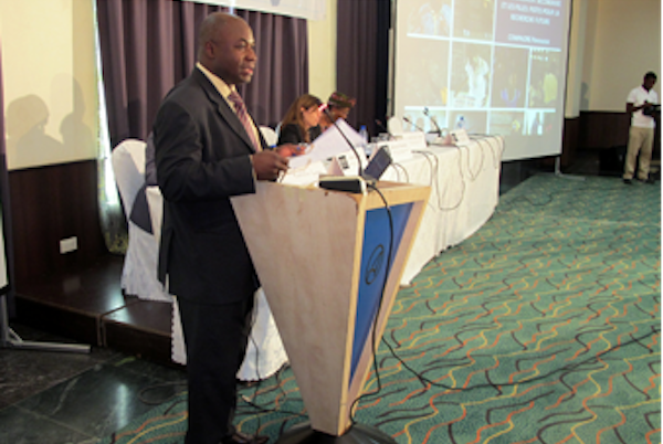 A man speaks at the Evidence-Based Education event in 2012.