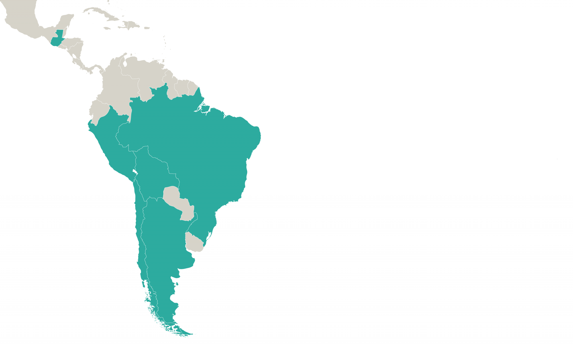 Map of Latin America; participants' home countries are highlighted