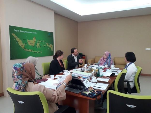 J-PAL staff members share the results of an evaluation with Indonesia government workers.