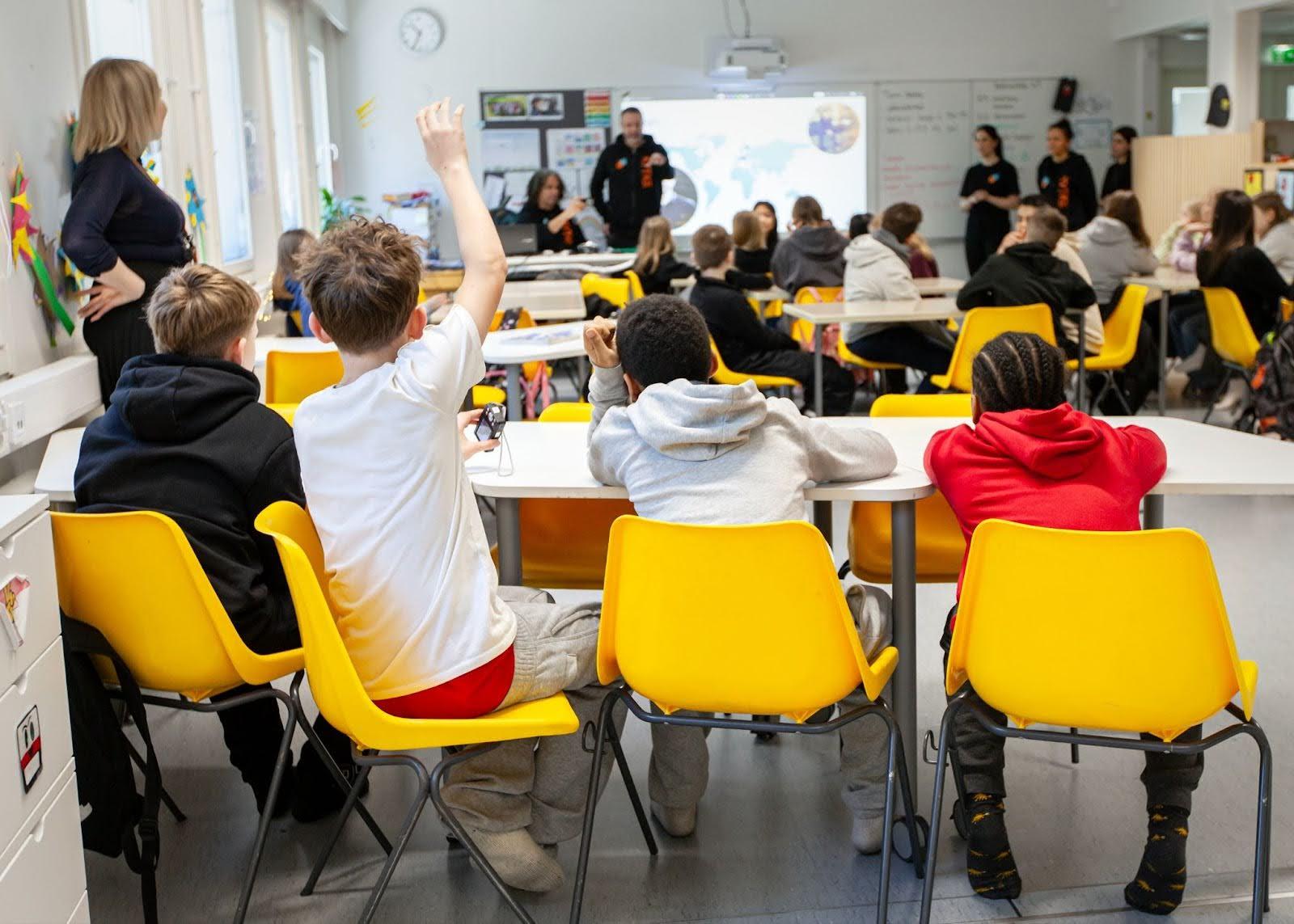 Photo of students in Finland in a classroom taken for the Photo Project 