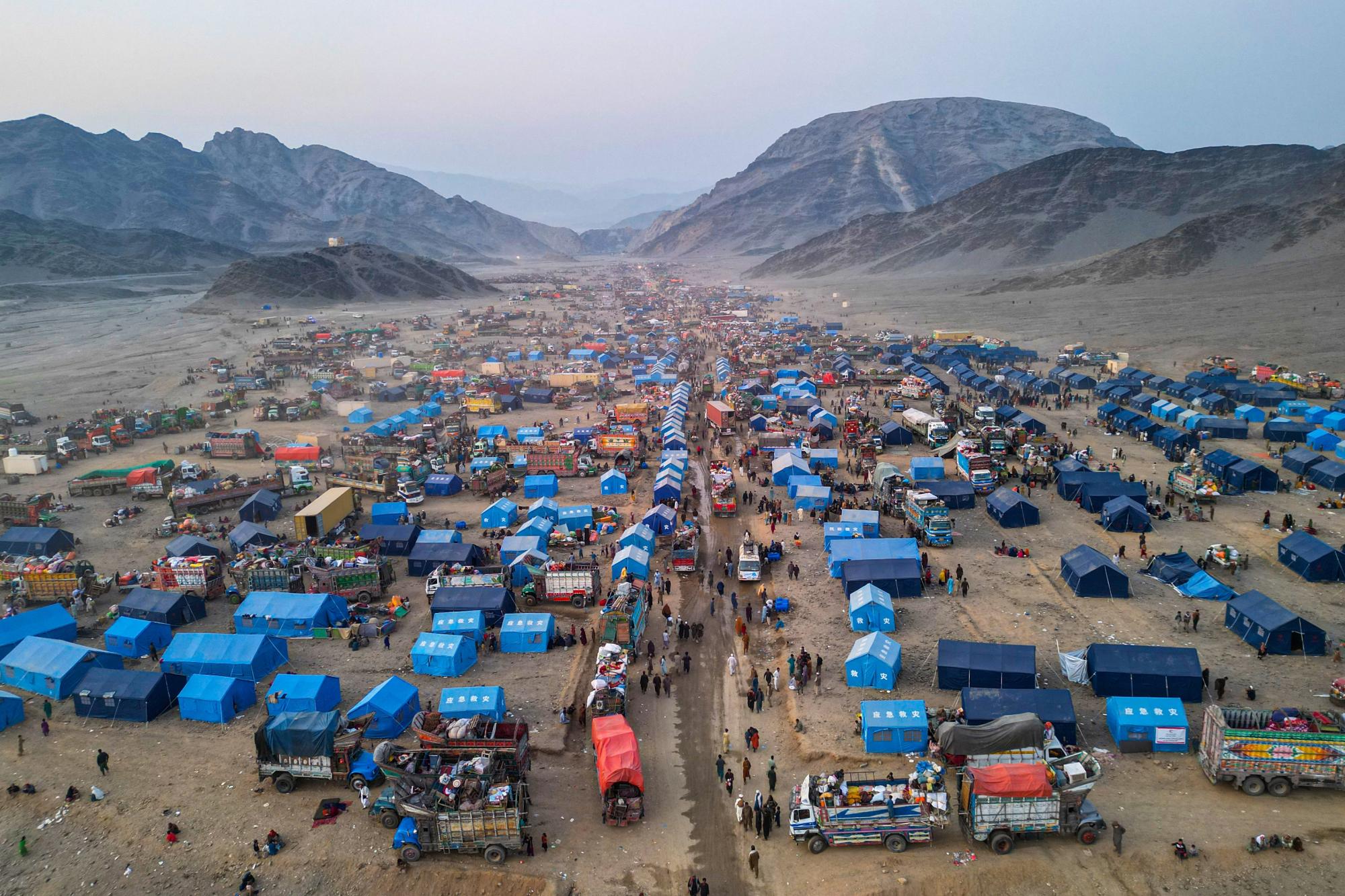Drone footage of refugee camps in Pakistan