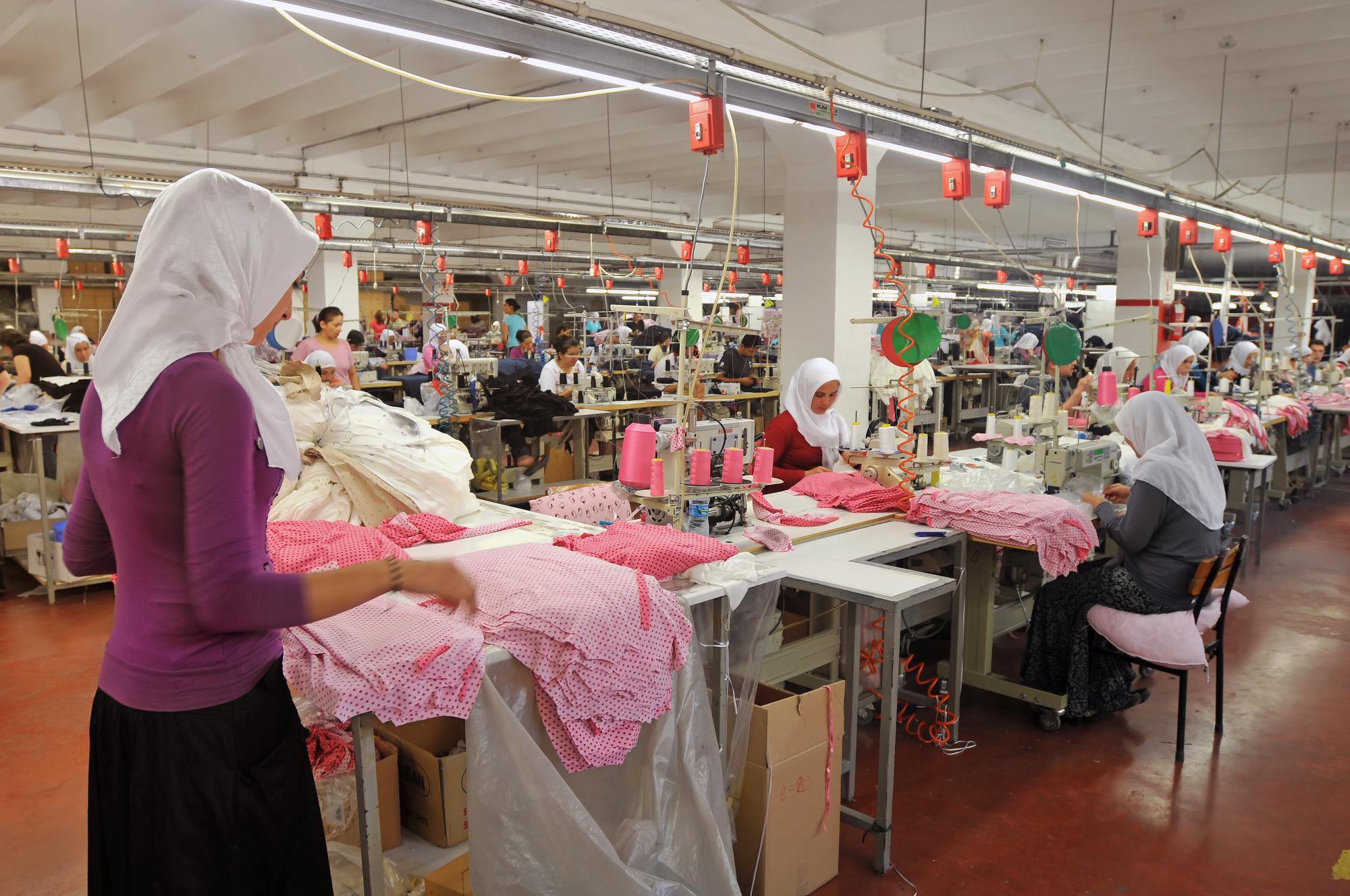 Workers in a ptivate garment factory