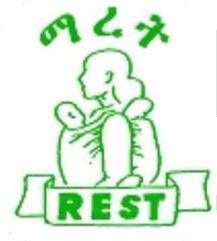 REST logo with mother carrying infant