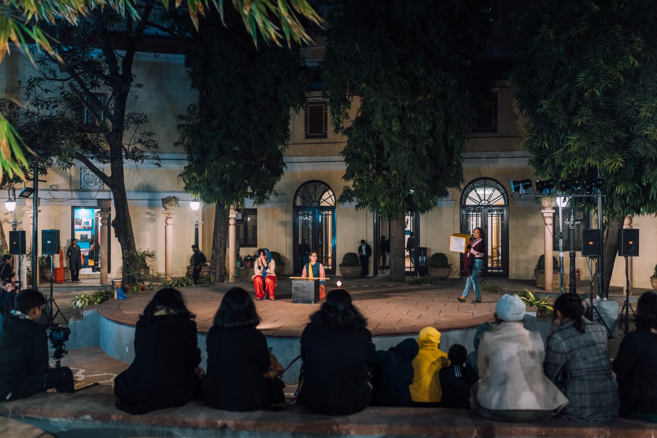 People watching a play