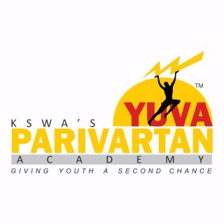 Yuva Parivartan written in red and yellow with a sun in the background 