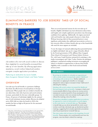 Eliminating Barriers to Job Seekers' Take-up of Social Benefits in France