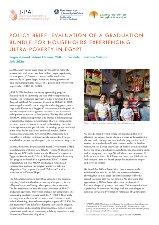 Policy Brief: Evaluation of a Graduation Bundle for Households Experiencing Ultra-Poverty in Egypt