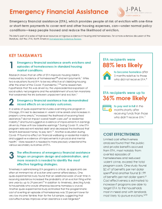 Policy Brief: Emergency Financial Assistance (EFA) programs in North America