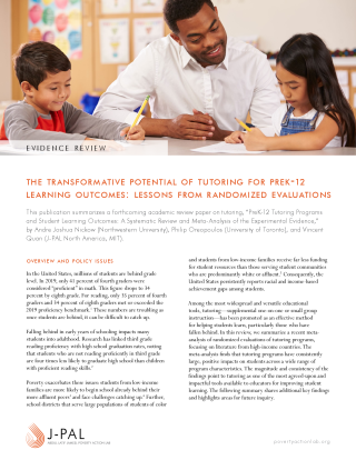 The Transformative Potential of Tutoring for Pre K-12 Learning Outcomes: Lessons from Randomized Evaluations