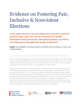 Evidence on Fostering Fair, Inclusive & Nonviolent Elections: GCCI Evidence Review