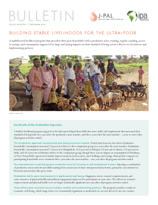 Building Stable Livelihoods for the Ultra-poor