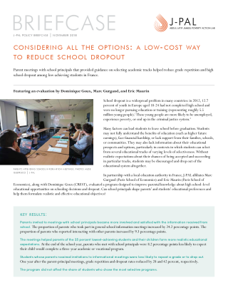Considering All the Options: A Low-Cost Way to Reduce School Dropout