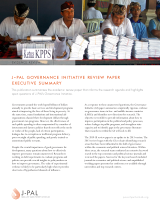 J-PAL Governance Initiative Review Paper