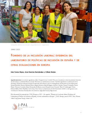 Fomento de la Inclusión Laboral: Evidencia del Laboratorio de Políticas de Inclusión en España y de Otras Evaluaciones en Europa
