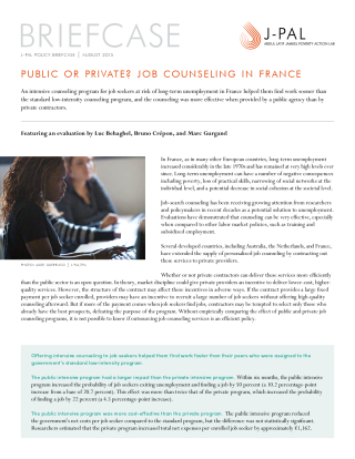 Public or Private? Job Counseling in France