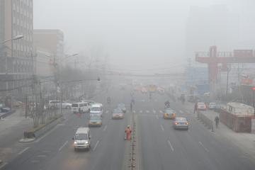 Severe air pollution in Beijing, China