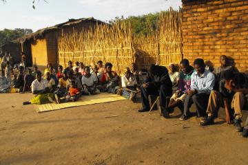 A group of farmers in Malawi learn about sustainable practices