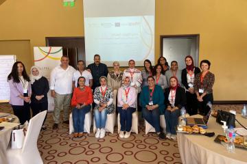 Training staff posing for a group photo in Cairo, Egypt