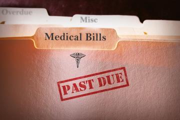 A folder labeled "Medical Bills" and marked "past due"