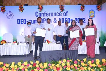 Shobhini Mukerji, Sohini Bhattacharya, and Anupam Saha at the MoU signing for the launch of a gender equity curriculum across public schools in Odisha