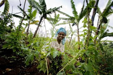 Woman smiling while working in a field