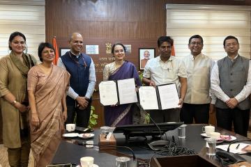Officials from the Department of Drinking Water and Sanitation and J-PAL South Asia sign a partnership agreement to improve clean water access in India.